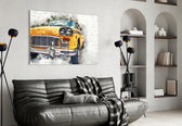 Classic Chevrolet glass wall art styled in a creative studio