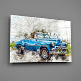 Blue convertible panel bringing retro warmth to a contemporary living space