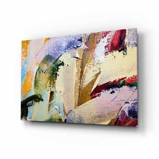Abstract Pattern glass wall art displayed above a console in a designer interior