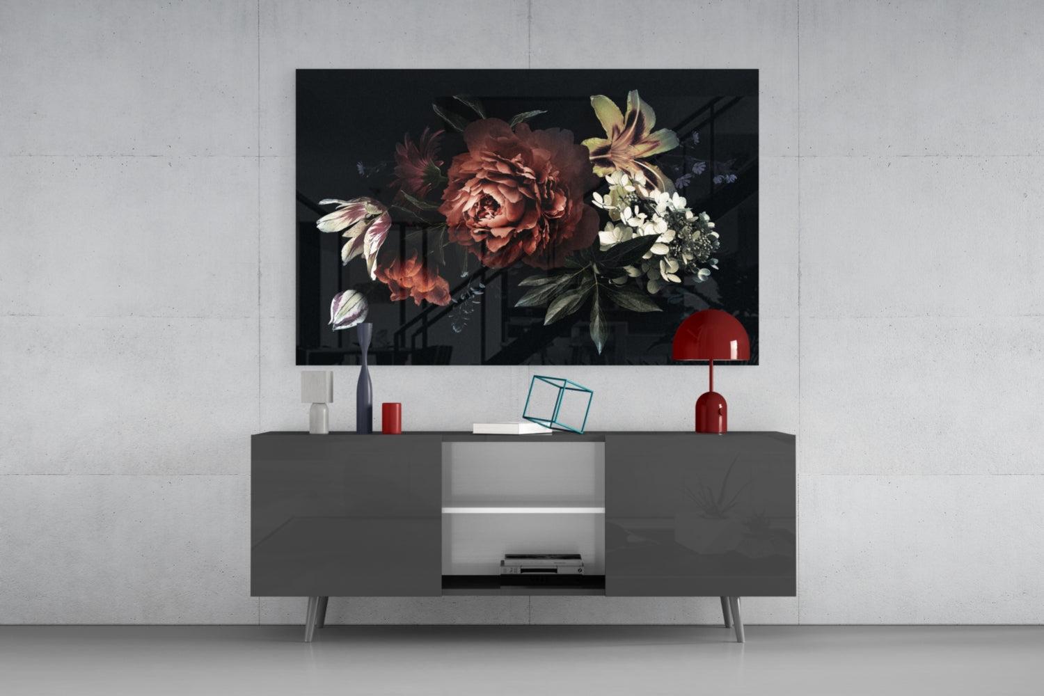 Floral Pattern Glass Wall Art.