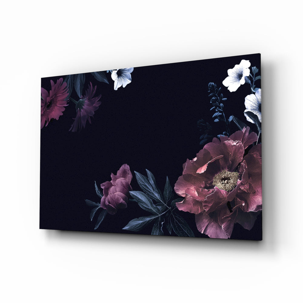 Floral Pattern glass wall art displayed above a console in a designer interior