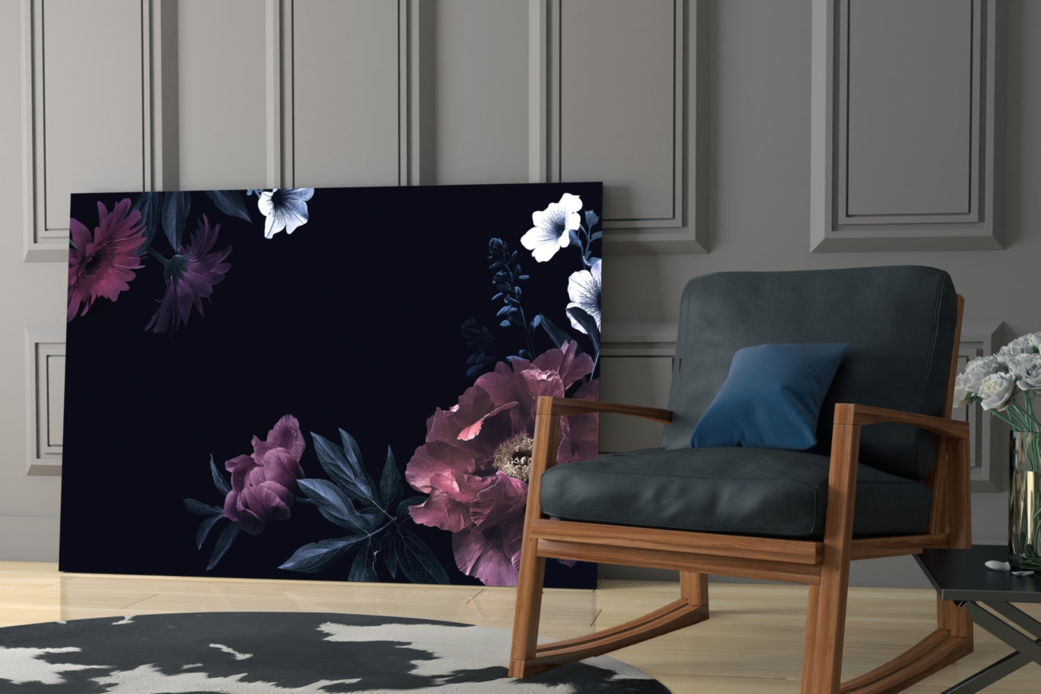 Floral Pattern Glass Wall Art.