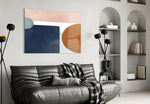 Copenhagen glass wall art styled above a desk in an explorer-presence study