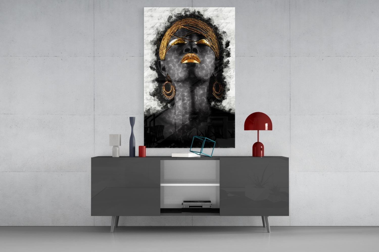 African Woman Portrait Glass Wall Art.