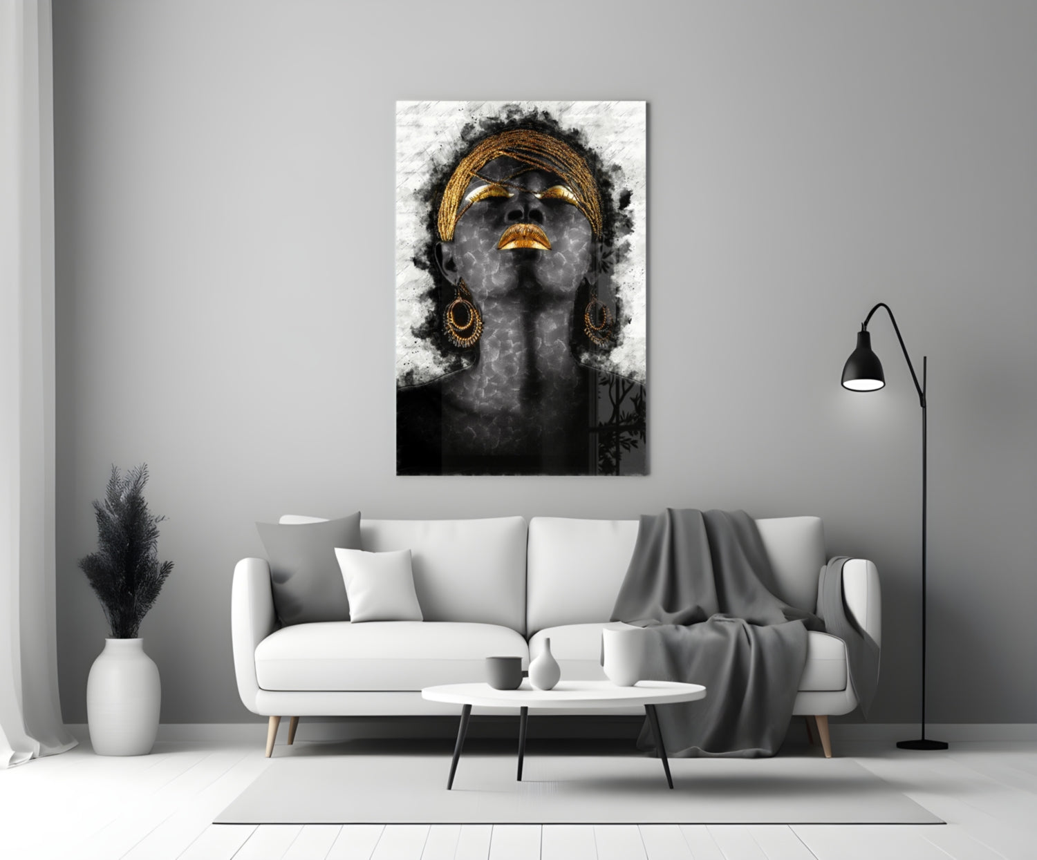African Woman Portrait Glass Wall Art.
