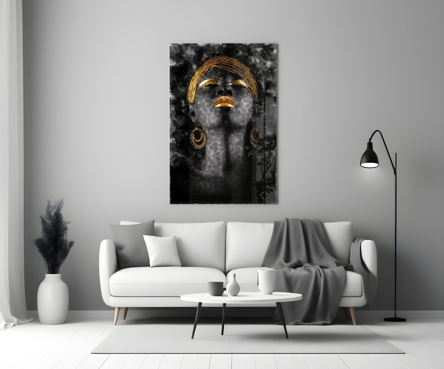 African Woman Portrait Glass Wall Art.