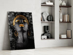 African Woman Portrait glass print enhancing a lounge with editorial mood
