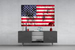 Flag of the United States panel catching low light to reveal its grunge texture