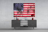 Flag of the United States panel catching low light to reveal its grunge texture