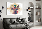 Online glass wall art styled in a creative studio