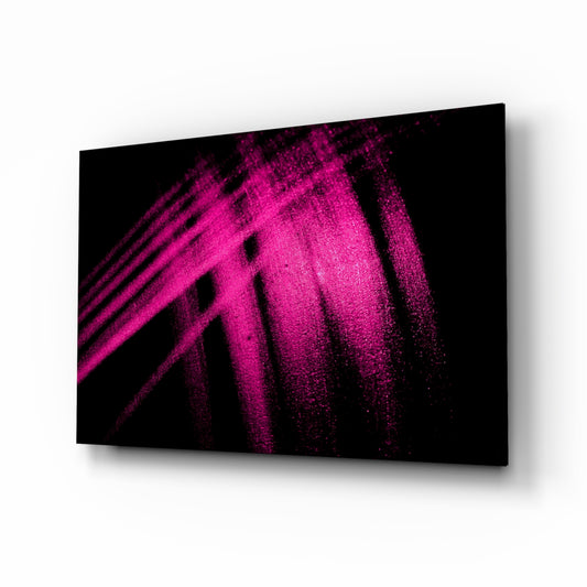 Pattern glass wall art displayed above a console in a designer interior