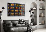 Colored Doors glass wall art styled in a creative studio