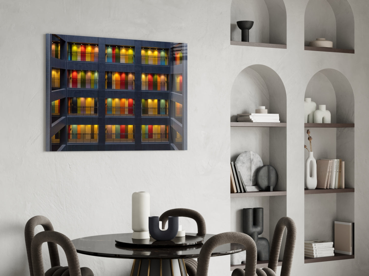 Colored Doors Glass Wall Art.