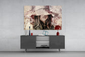 Girl in Retro Hat panel catching soft light to reveal its sepia collage