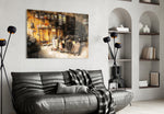 Retro Old Garage glass wall art styled in a man's lounge