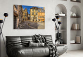 Medieval Square glass wall art styled above a sofa in a heritage living room