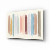 Colored Lines glass wall art displayed above a console in a designer interior