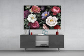 Floral panel catching low light to reveal its painterly bouquet