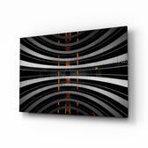 Interesting Architectural glass wall art displayed above a console in a designer interior