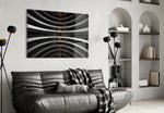Interesting Architectural glass wall art styled in an executive office