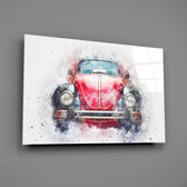 Red Beetle panel bringing retro warmth to a contemporary living space