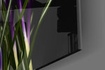 Purple Flowers artwork anchoring a gallery-inspired wall in jewel-tone palette