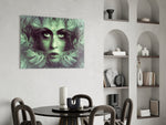 Tropical Leaf and Woman Portrait panel adding shamanic mood to a meditation space
