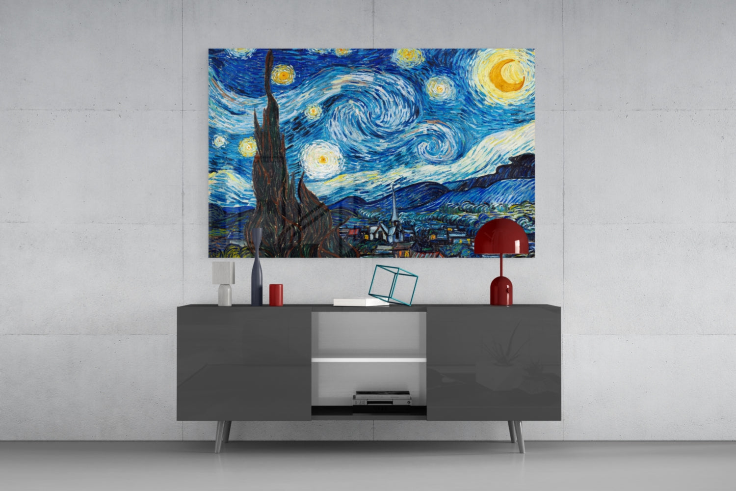 Van Gogh Starry Night Glass Wall Art.