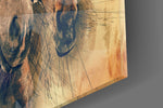 Horses artwork anchoring a country-modern wall in warm palette