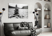 Pebbles glass wall art styled in a meditation space