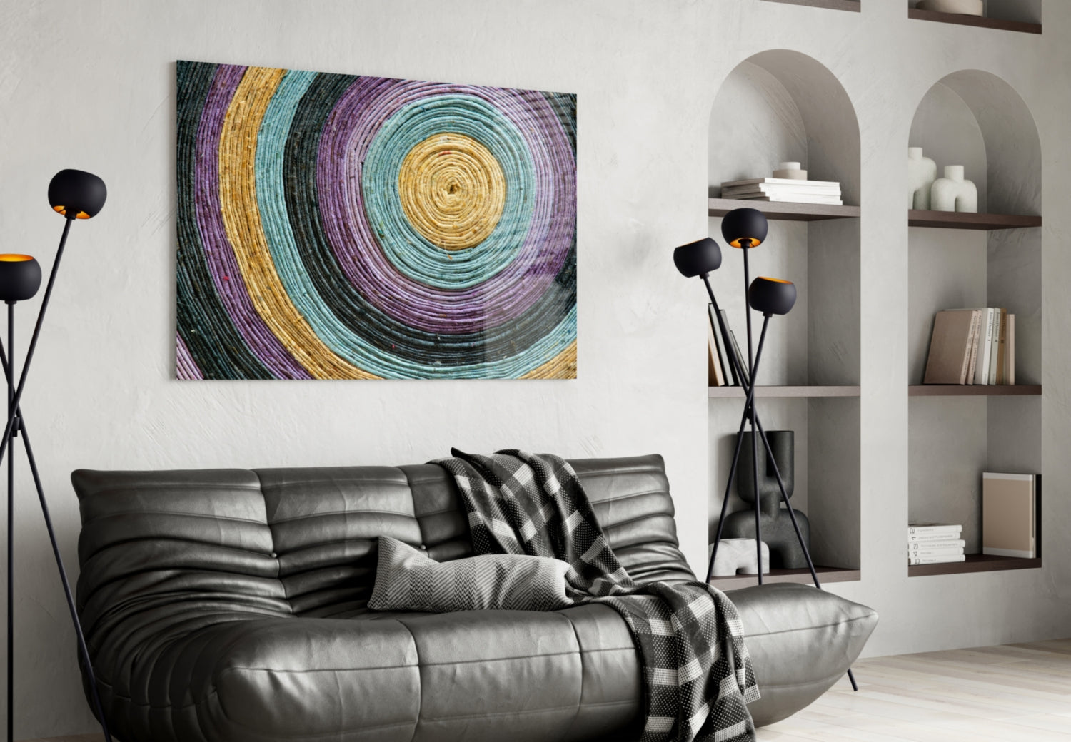 Colored Spiral Glass Wall Art.