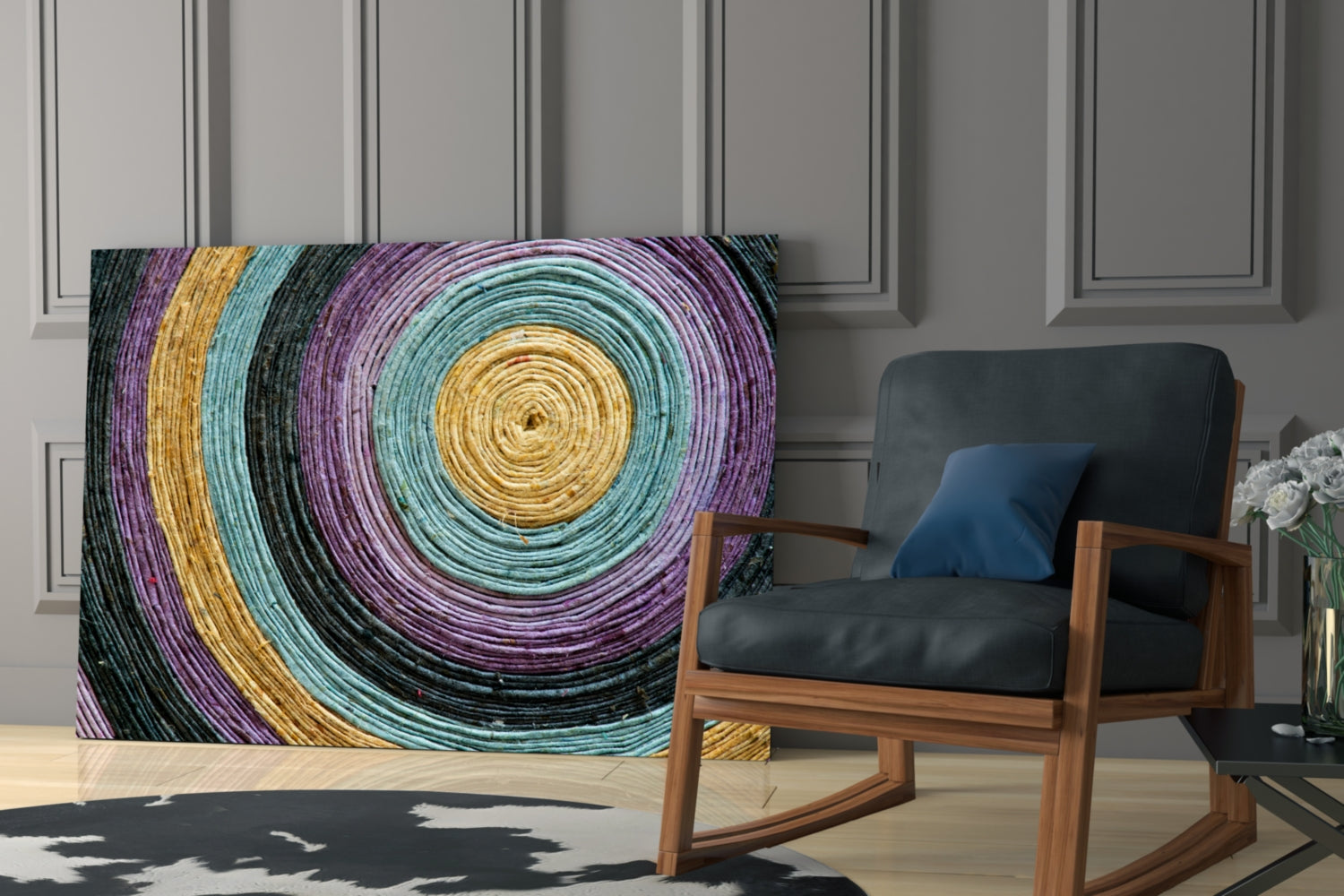 Colored Spiral Glass Wall Art.