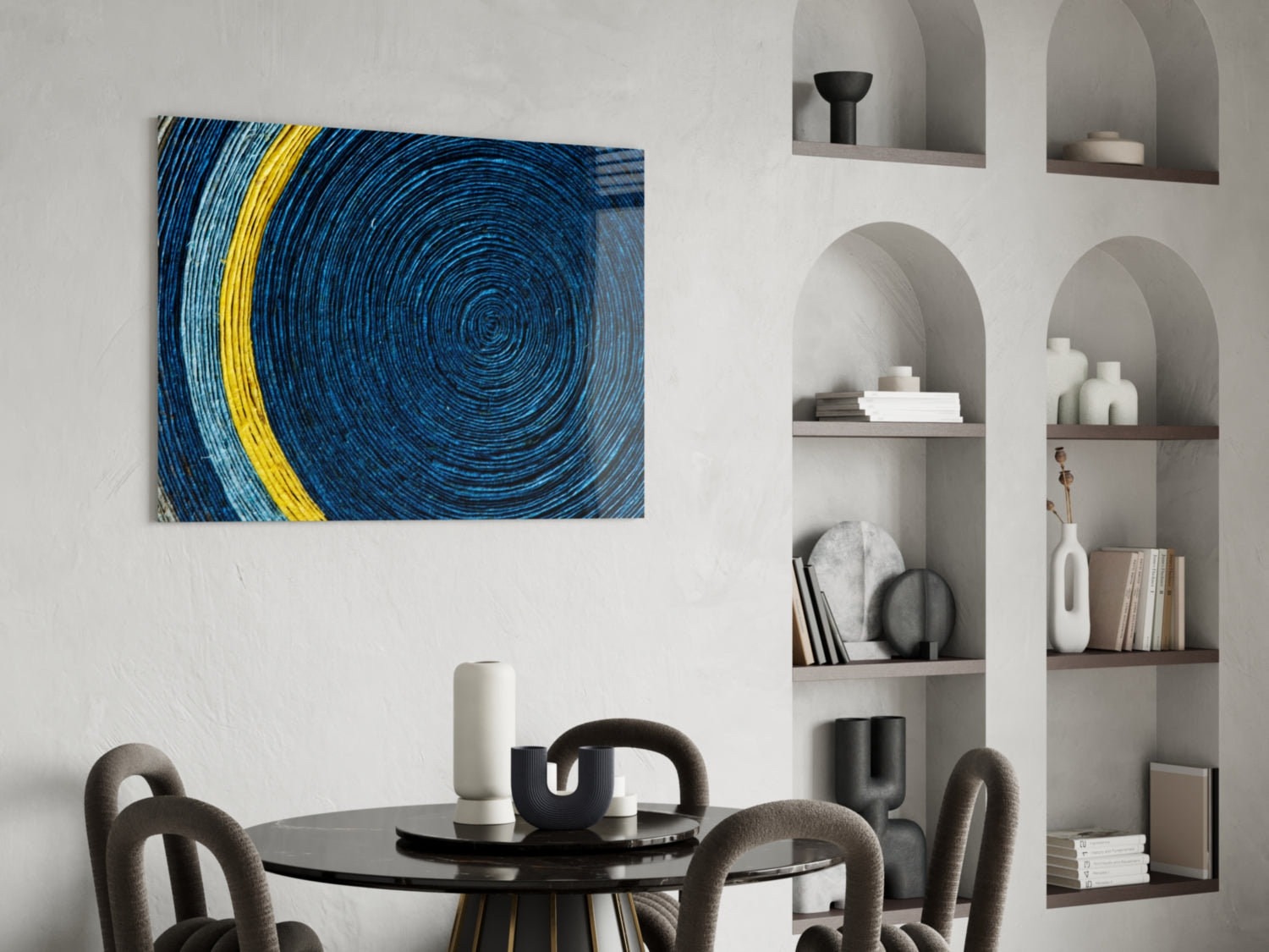 Colored Spiral Glass Wall Art.