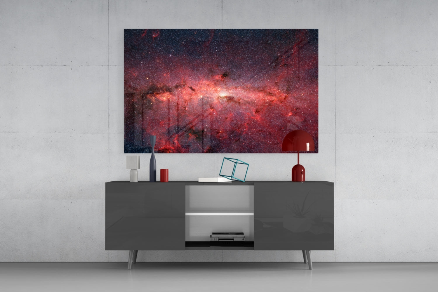 Red Nebula Glass Wall Art.