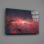 Crimson nebula panel bringing celestial drama to a contemporary living space