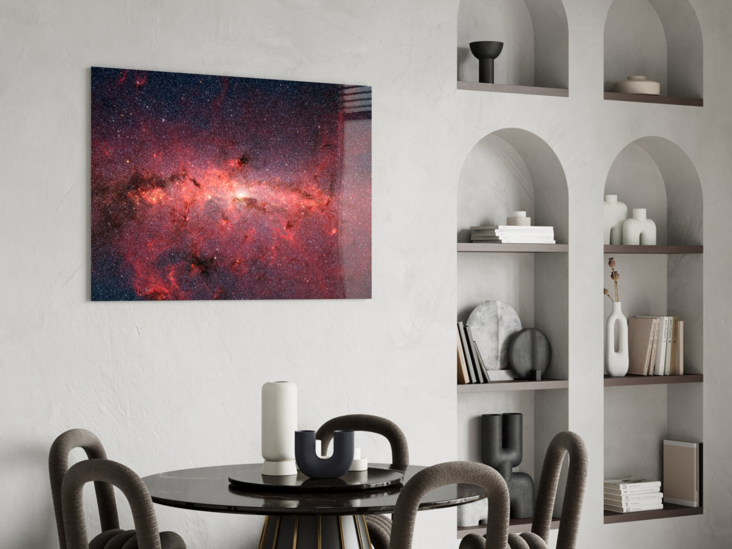 Red Nebula Glass Wall Art.