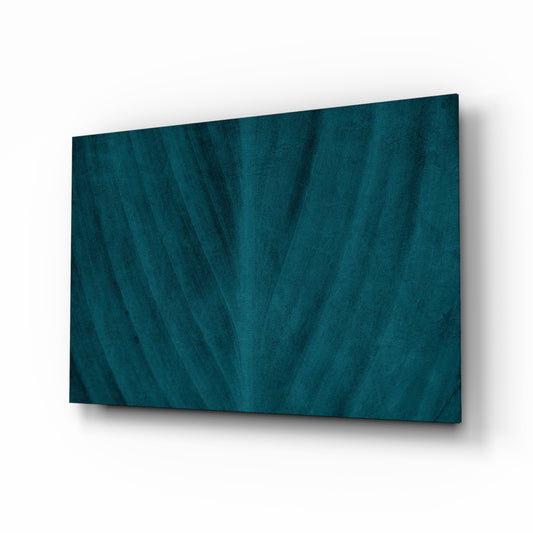 Green Leaf glass wall art displayed above a console in a designer interior
