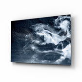 Smoke glass wall art displayed above a console in a designer interior