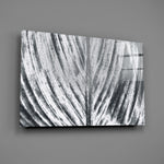 Monochrome leaf panel bringing botanical calm to a contemporary living space