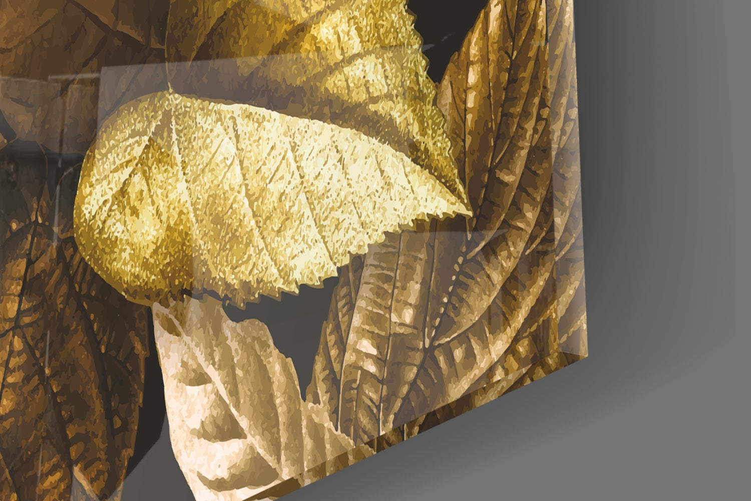 Yellow Leaf Glass Wall Art.