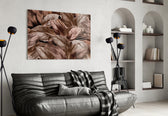 Tropical Leaf glass wall art styled in a sunroom with botanical pulse