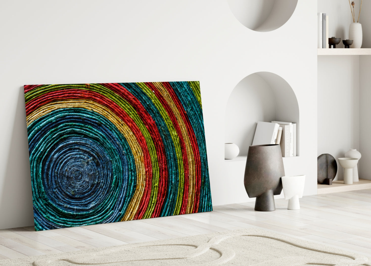 Colored Spiral Glass Wall Art.
