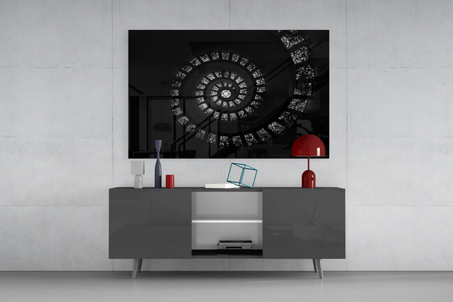 Spiral Stairs Glass Wall Art.