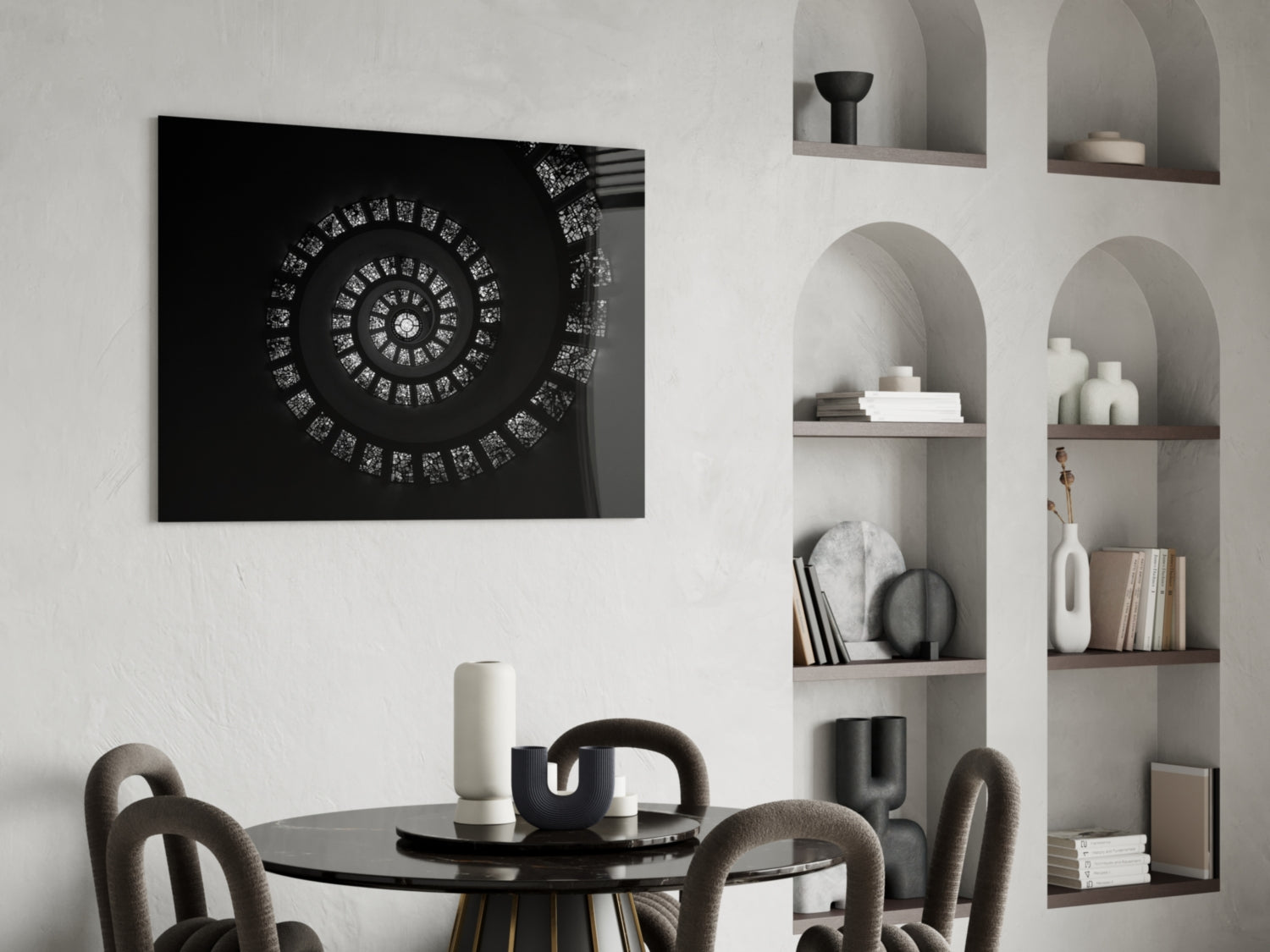 Spiral Stairs Glass Wall Art.