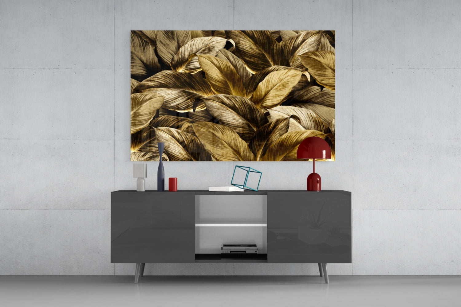 Yellow Leaf Glass Wall Art.