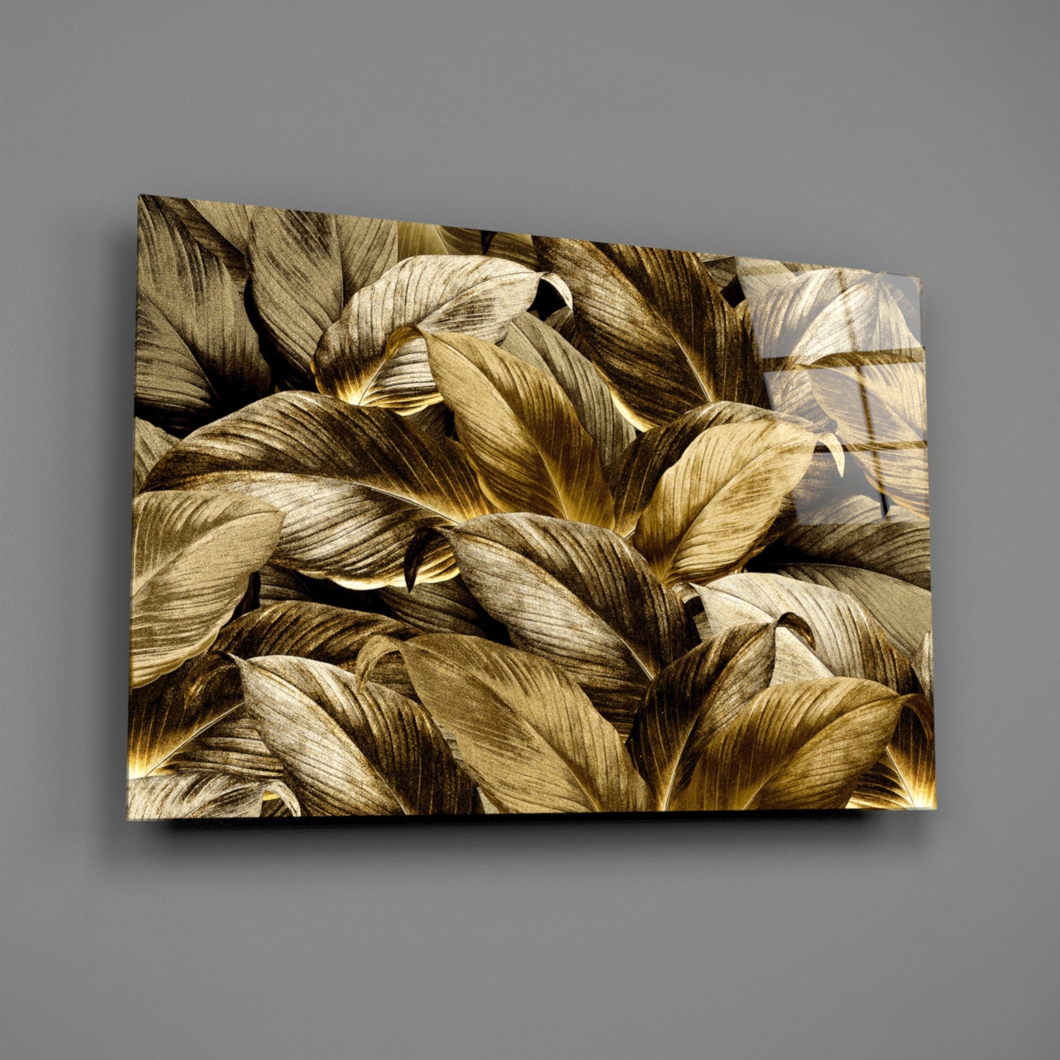 Yellow Leaf Glass Wall Art.