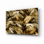 Yellow Leaf glass wall art displayed above a console in a designer interior
