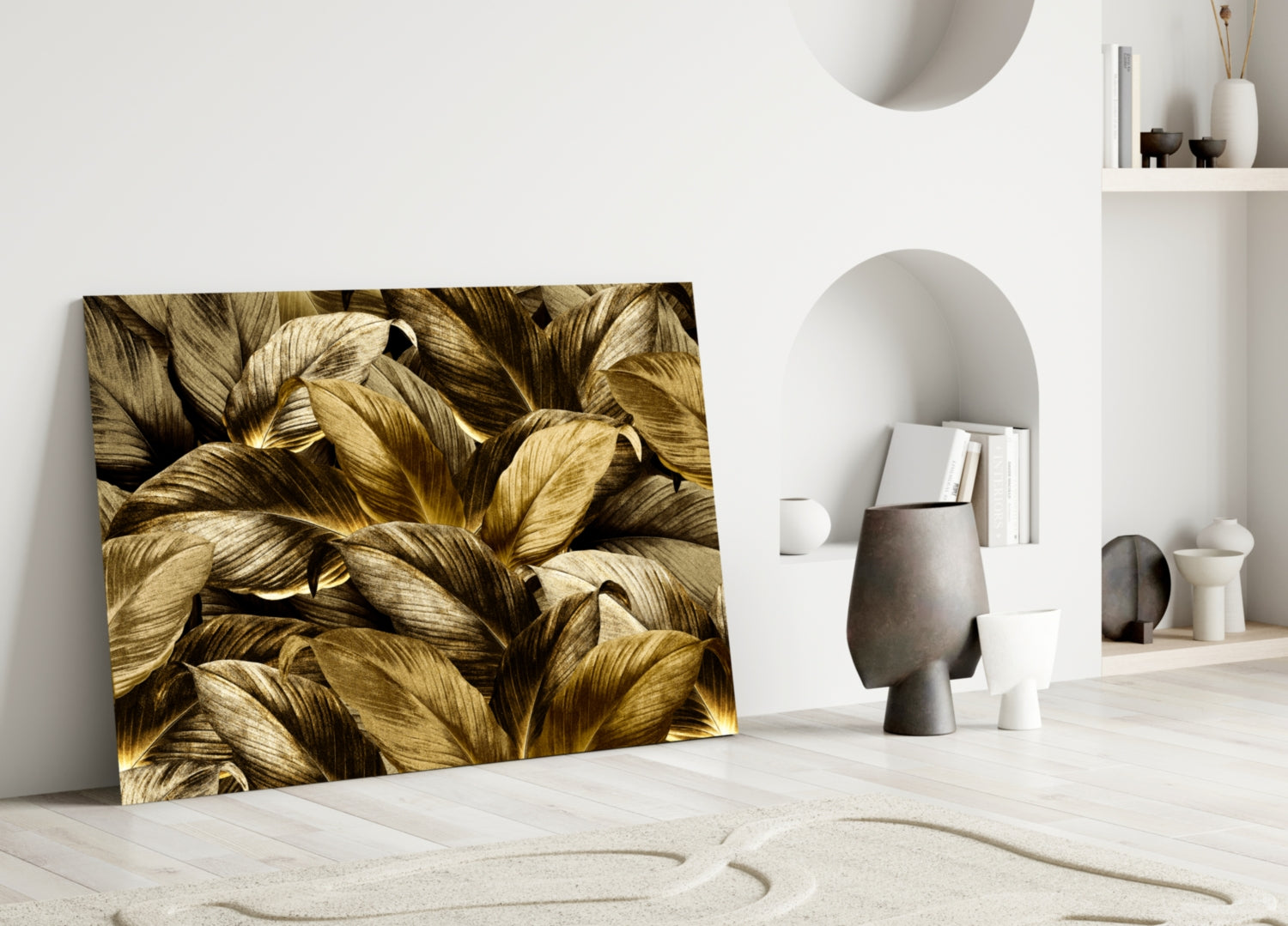 Yellow Leaf Glass Wall Art.