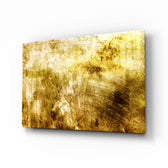 Yellow Abstract Pattern glass wall art displayed above a console in a designer interior