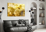 Yellow Abstract Pattern glass wall art styled in a creative studio